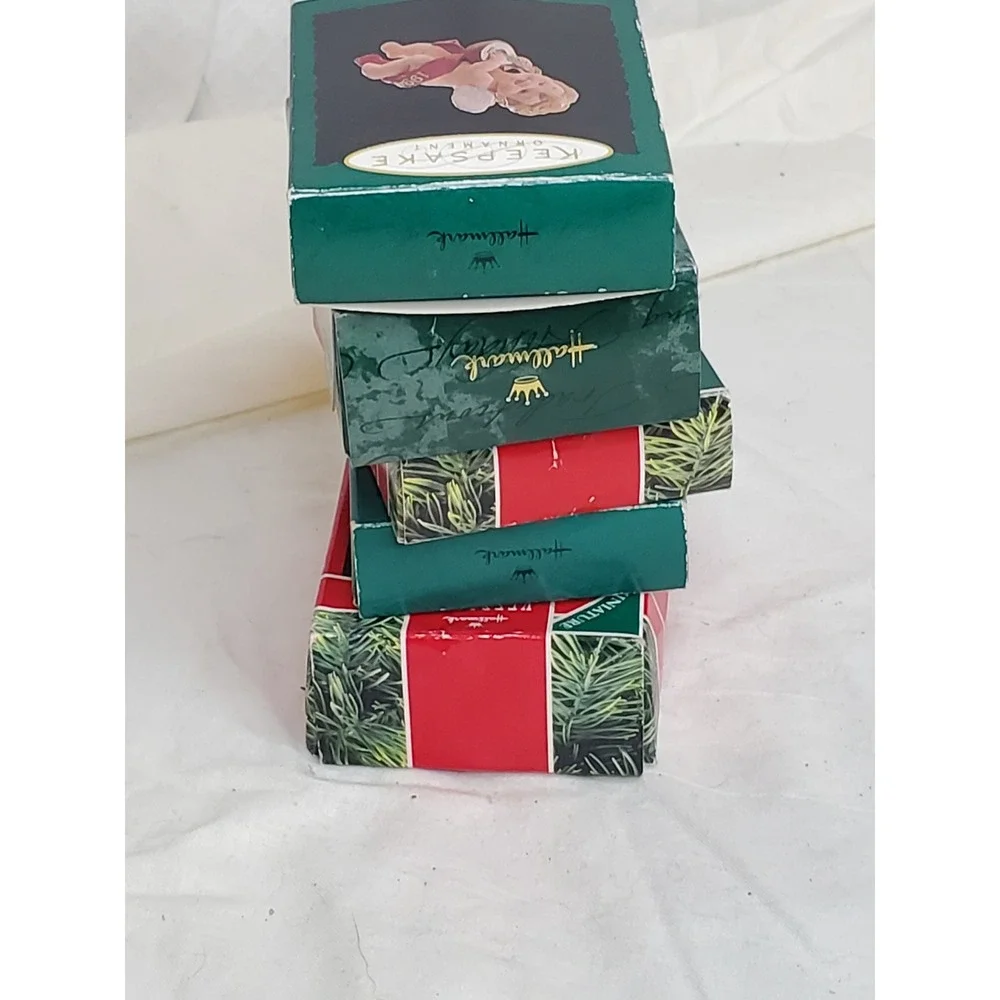 Hallmark Keepsake Miniature Ornament Lot 5 Bear‎ Mouse Gerbil Angel 1990-1999